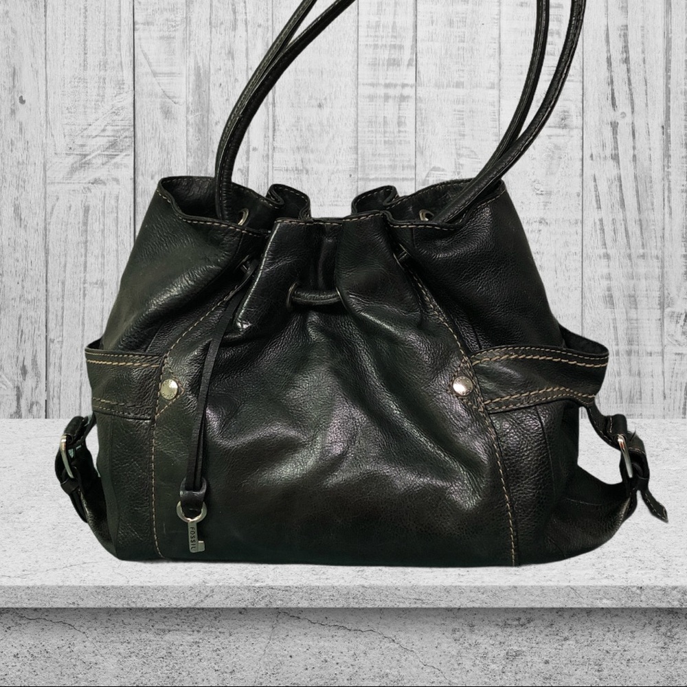 Fossil Black Leather Hobo Style Bag